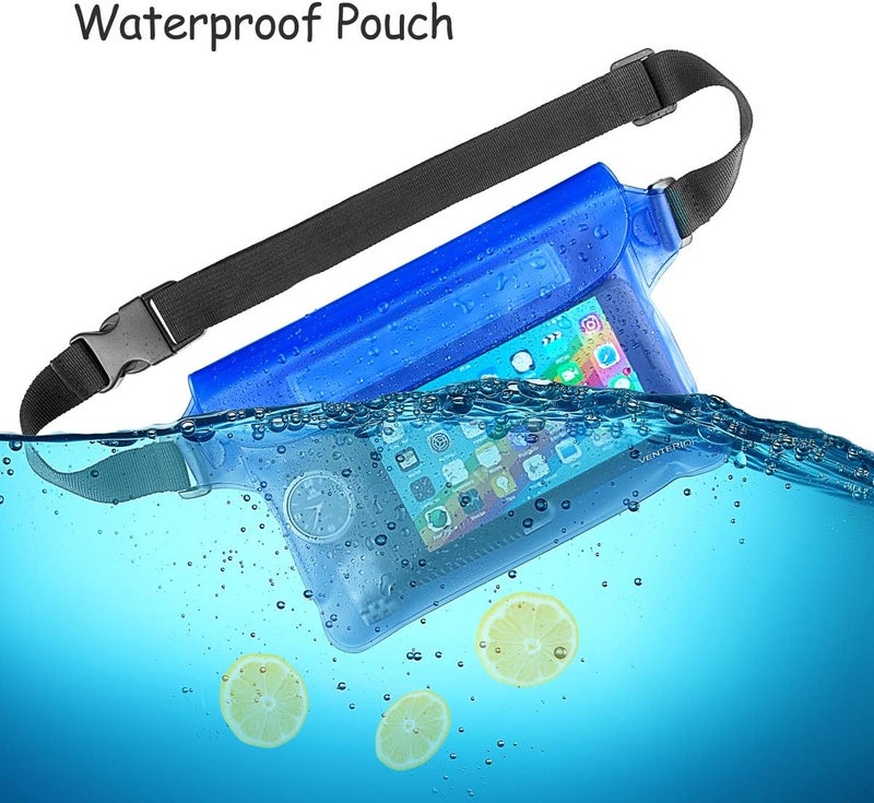 Venterior Waterproof Waist Pouch 2-Pack | Beach Accessories Fanny Pack for Swimming Snorkeling Sailing Kayaking Beach Pool Water Parks | Keep Your Phone Wallet Safe and Dry (White & Black) - Image 5